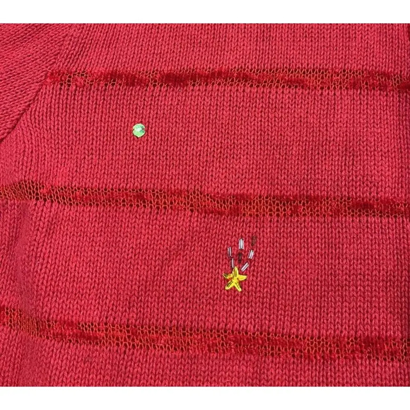 The Quaker Factory Christmas Reindeer Cardigan Sweater Woman’s Large Full Zip - Picture 7 of 12